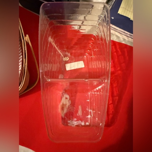 Longaberger Med. Vegetable Basket With Red/Wht Candystripe Liner and Protector - Picture 5 of 9